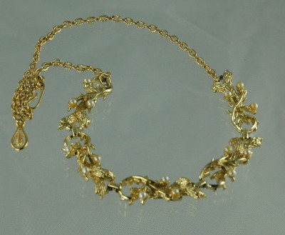 Gold Tone and Faux Pearl Choker